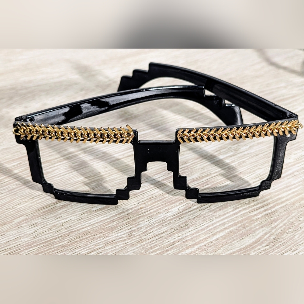2 Pair Black Retro 80s 8 Bit Style Eyeglass Frames -